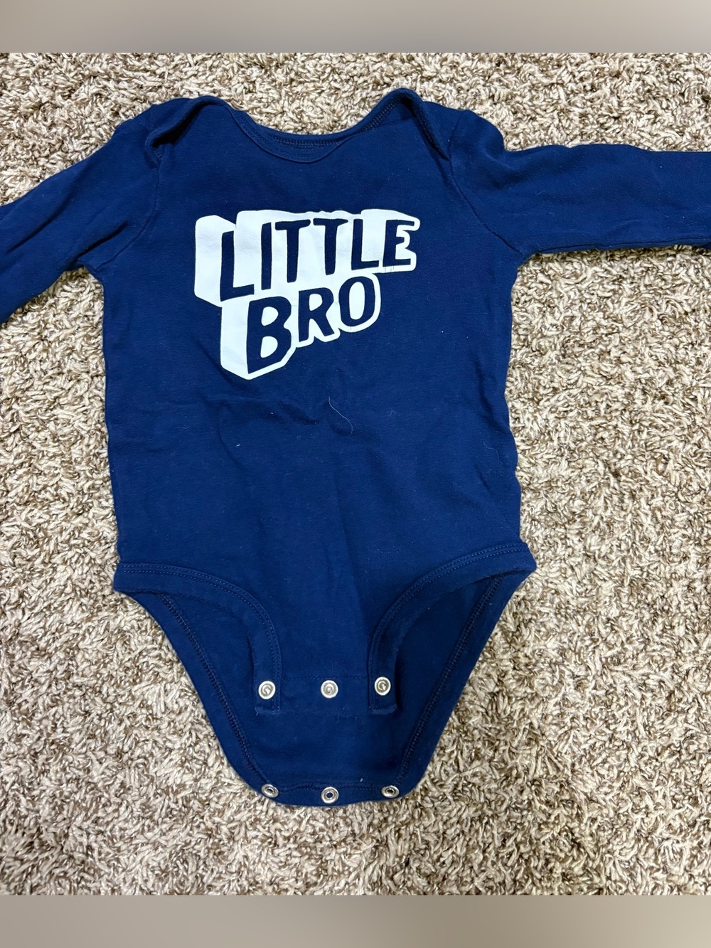 Carter's Navy Blue 'Little Bro' Long-Sleeve Bodysuit